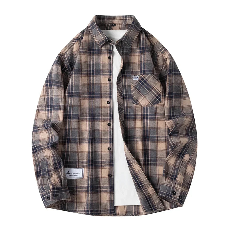 Plaid Flannel Shirt – Men's Baggy Long Sleeve Button-Up