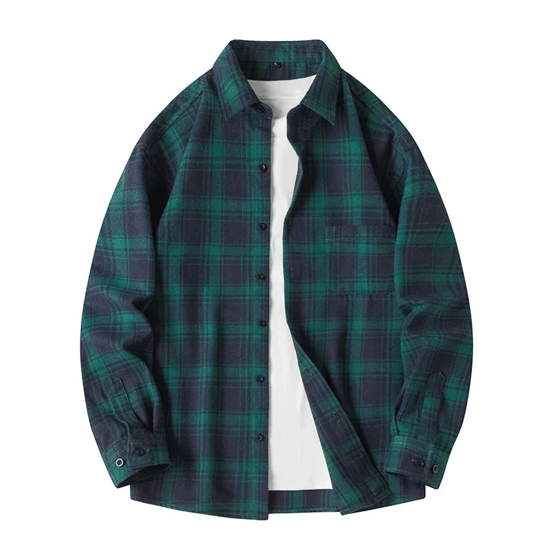 Plaid Flannel Shirt – Men's Baggy Long Sleeve Button-Up