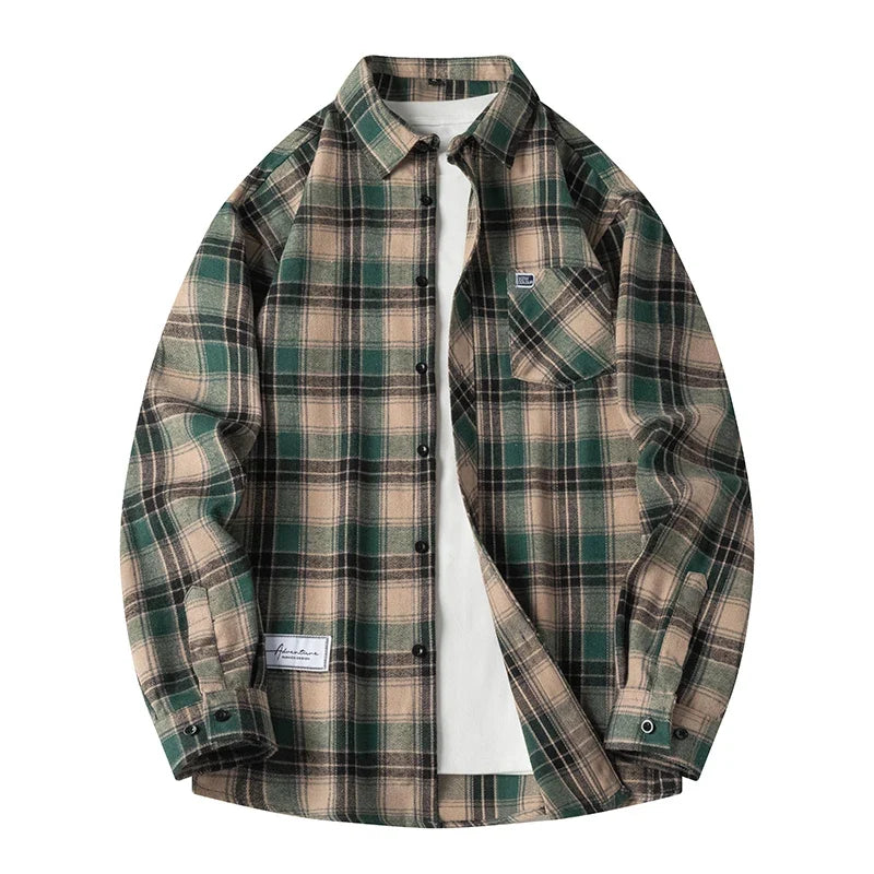 Plaid Flannel Shirt – Men's Baggy Long Sleeve Button-Up