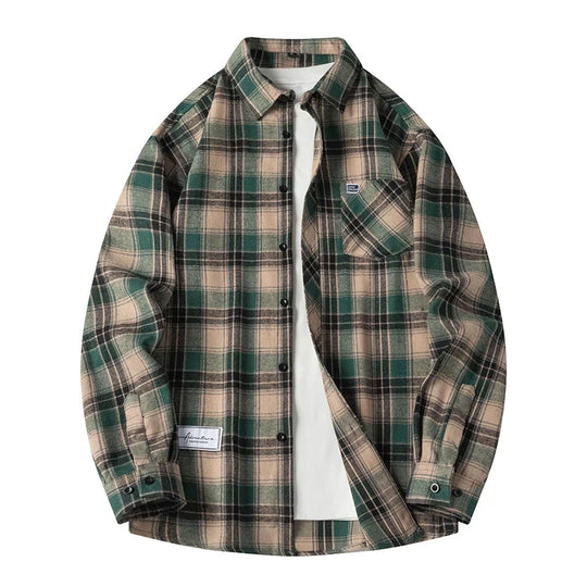 Plaid Flannel Shirt – Men's Baggy Long Sleeve Button-Up