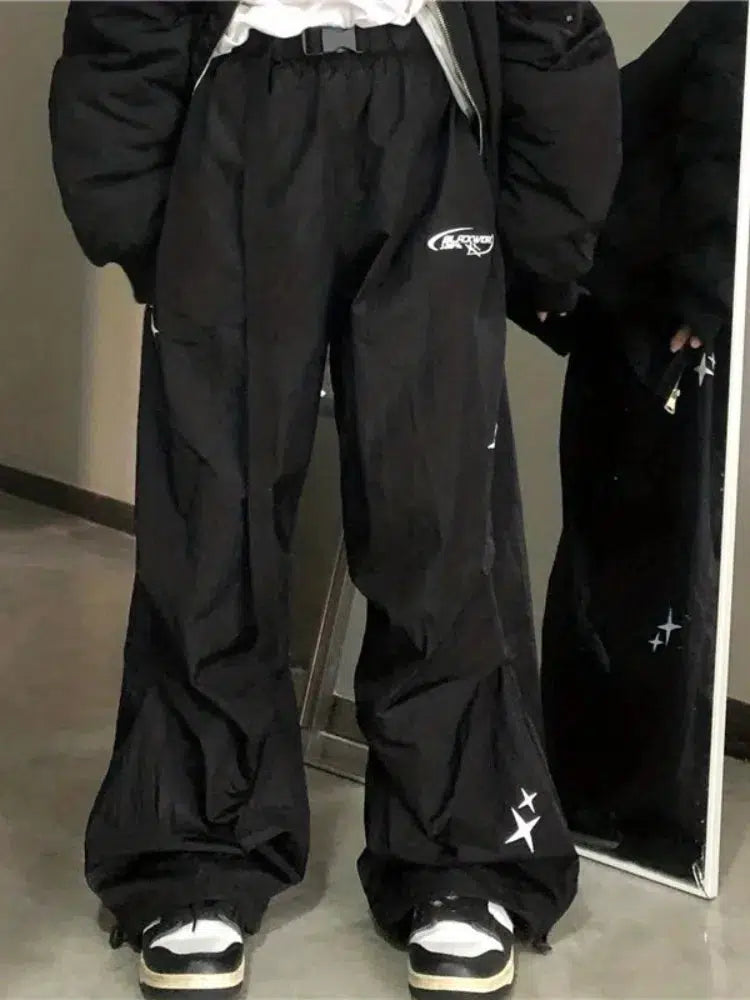 Star Embroidered Joggers – Unisex Baggy Fleece Sweatpants