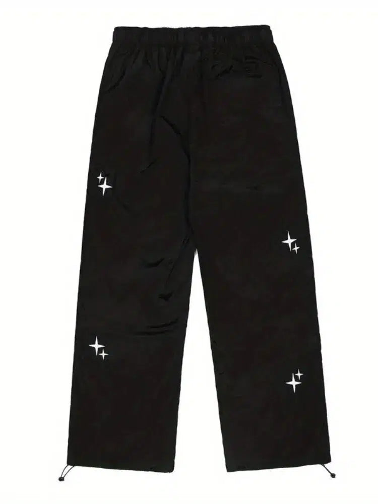 Star Embroidered Joggers – Unisex Baggy Fleece Sweatpants