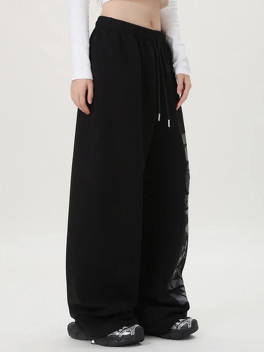 Block Graphic Joggers – Women's Wide-Leg Sweatpants
