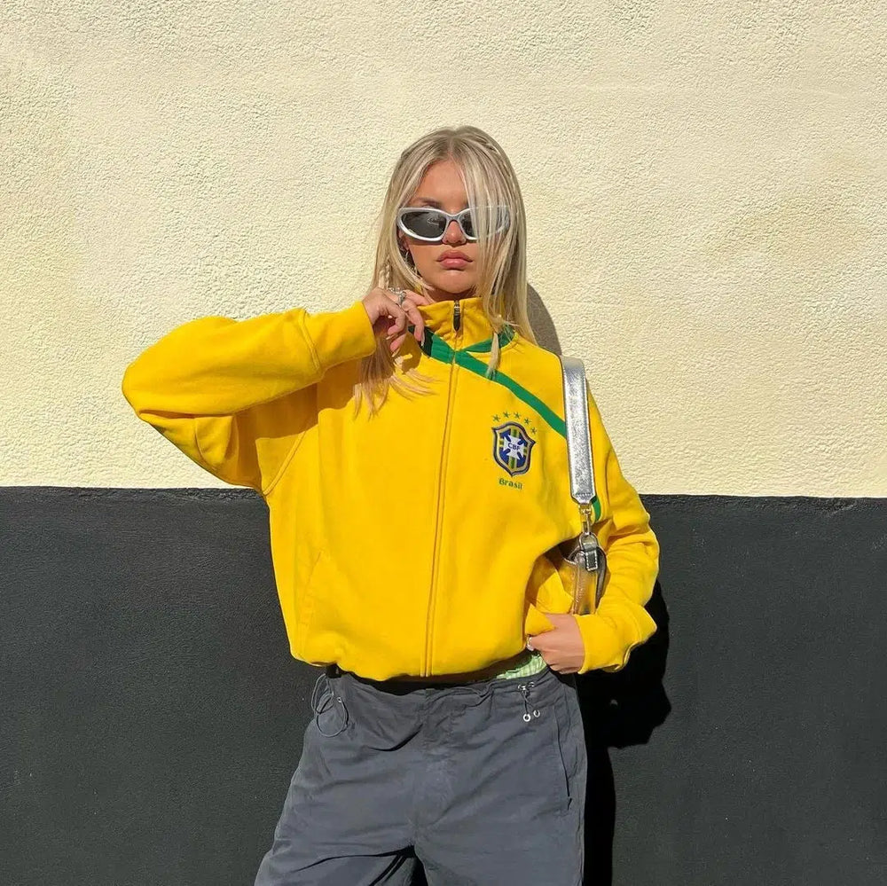 Brazil Emblem Track Jacket – Women's Sporty Zip-Up