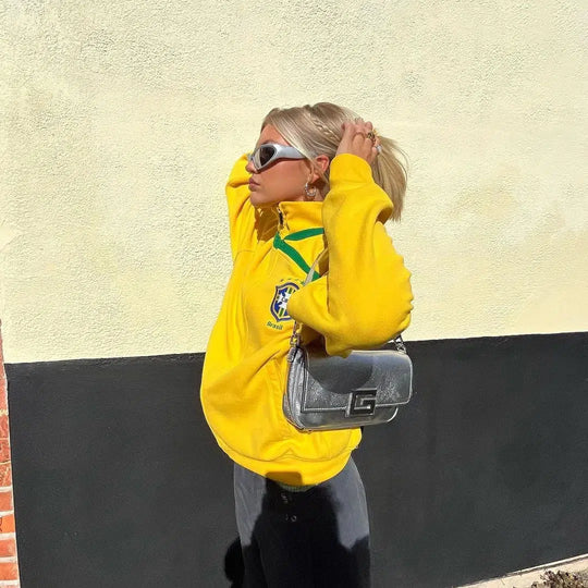 Brazil Emblem Track Jacket – Women's Sporty Zip-Up