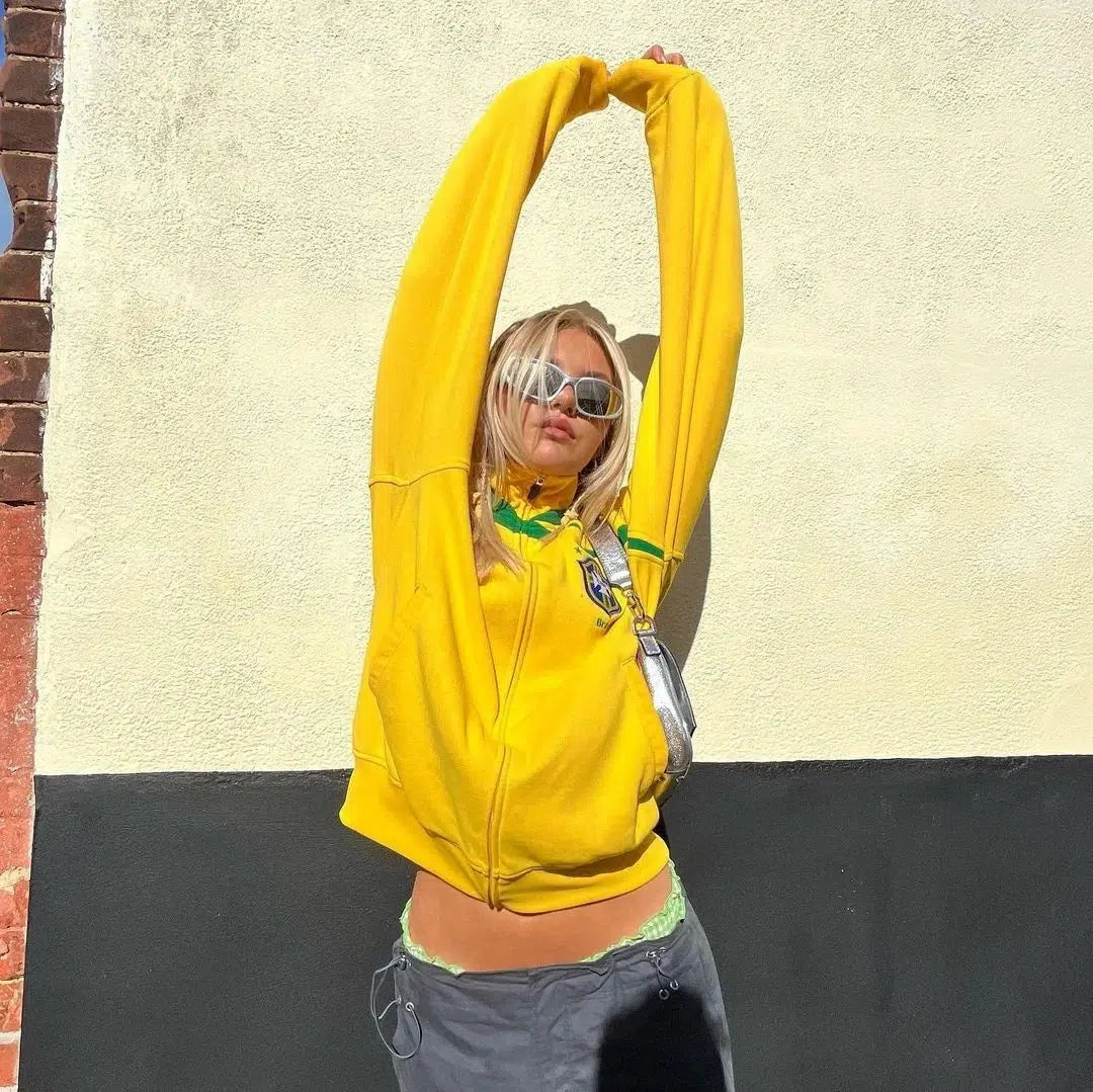 Brazil Emblem Track Jacket – Women's Sporty Zip-Up
