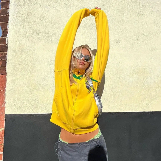 Brazil Emblem Track Jacket – Women's Sporty Zip-Up