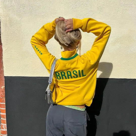 Brazil Emblem Track Jacket – Women's Sporty Zip-Up