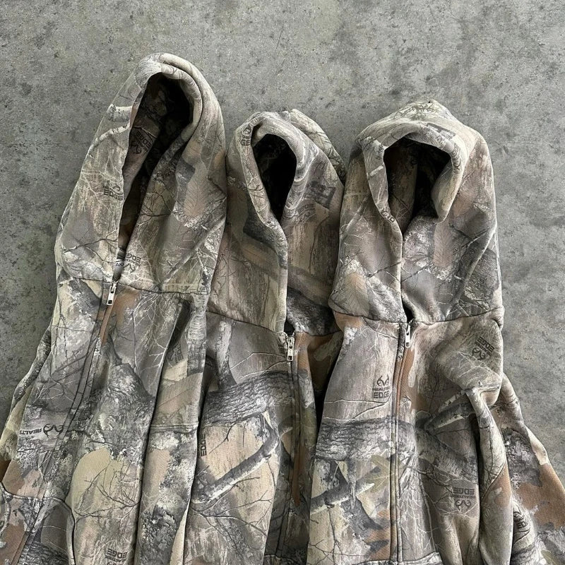 Camouflage Zip-Up Hoodie – Unisex Lightweight Oversized Fleece