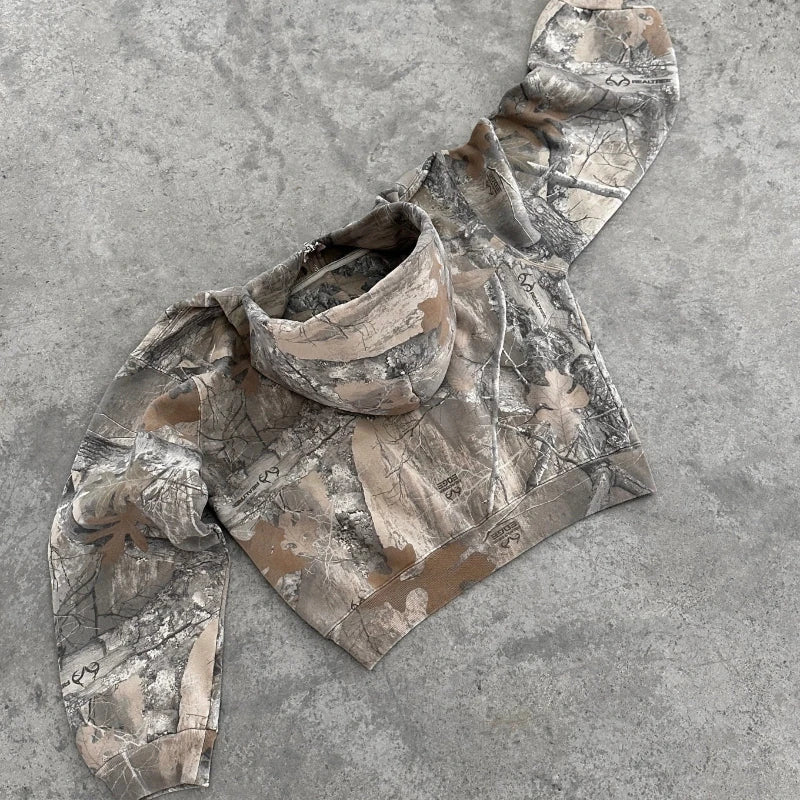 Camouflage Zip-Up Hoodie – Unisex Lightweight Oversized Fleece