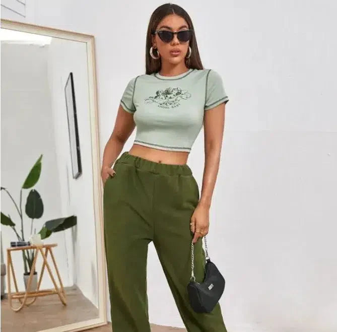 Angel Baby Slogan Crop Top – Women's Fitted Graphic Tee