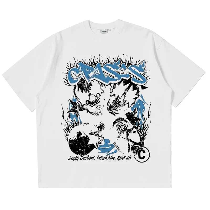 Crisis Skulls Graphic Tee – Men's Relaxed Cotton T-Shirt