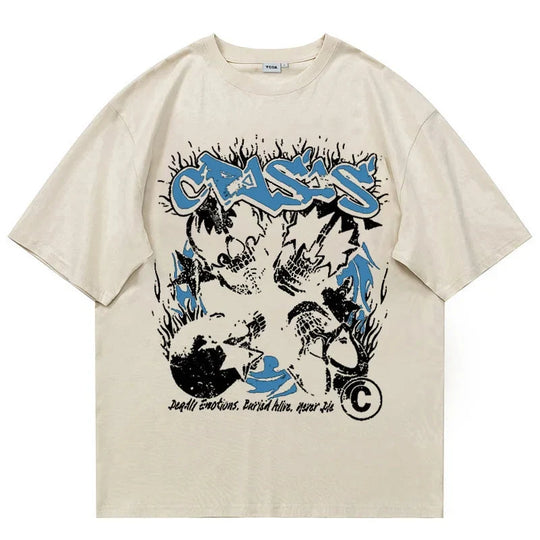 Crisis Skulls Graphic Tee – Men's Relaxed Cotton T-Shirt