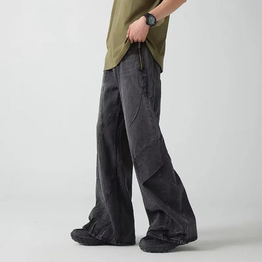 Cyber Vintage Boot-Cut Jeans – Unisex Baggy Distressed Denim
