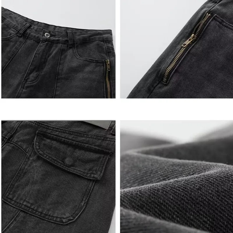 Cyber Vintage Boot-Cut Jeans – Unisex Baggy Distressed Denim