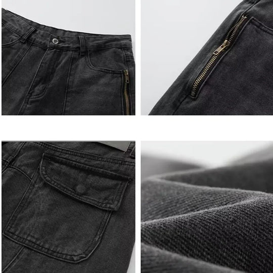 Cyber Vintage Boot-Cut Jeans – Unisex Baggy Distressed Denim