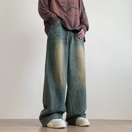 Distressed Vintage Jeans – Men's Straight Leg Denim