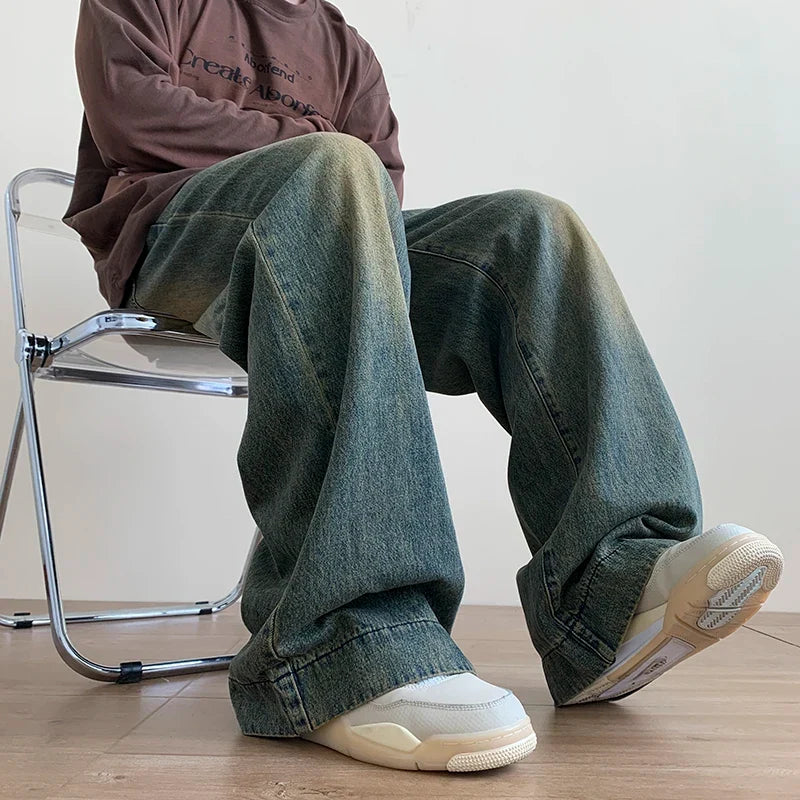 Distressed Vintage Jeans – Men's Straight Leg Denim