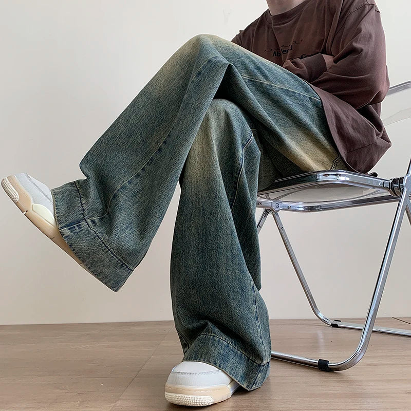 Distressed Vintage Jeans – Men's Straight Leg Denim