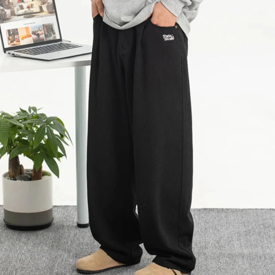 Embroidered Baggy Jeans – Men's Wide Roomy Denim Fit