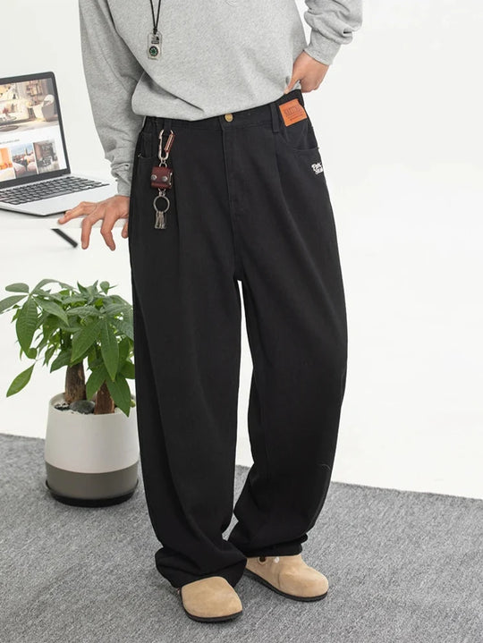 Embroidered Baggy Jeans – Men's Wide Roomy Denim Fit