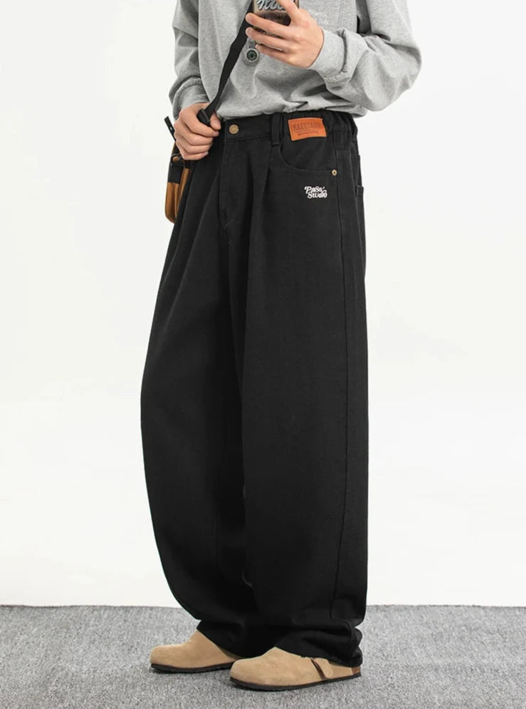 Embroidered Baggy Jeans – Men's Wide Roomy Denim Fit