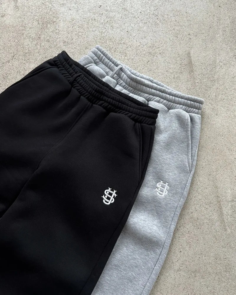 Embroidered Loose Joggers – Unisex Baggy Fleece Sweatpants