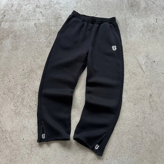 Embroidered Loose Joggers – Unisex Baggy Fleece Sweatpants