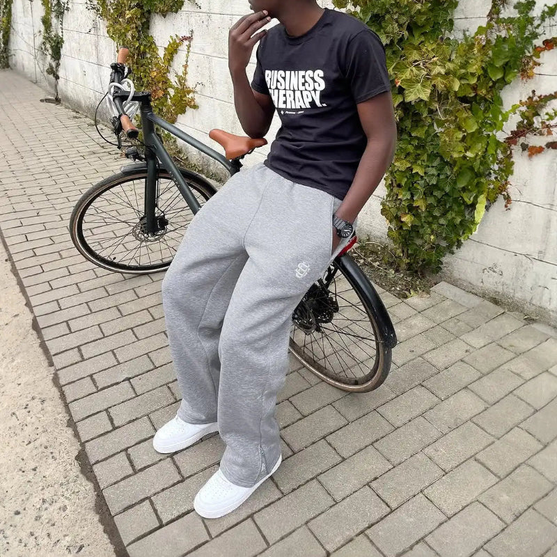 Embroidered Loose Joggers – Unisex Baggy Fleece Sweatpants