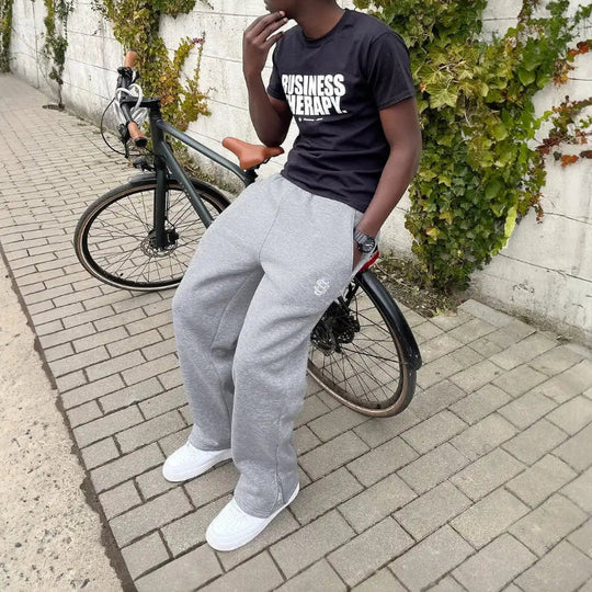 Embroidered Loose Joggers – Unisex Baggy Fleece Sweatpants