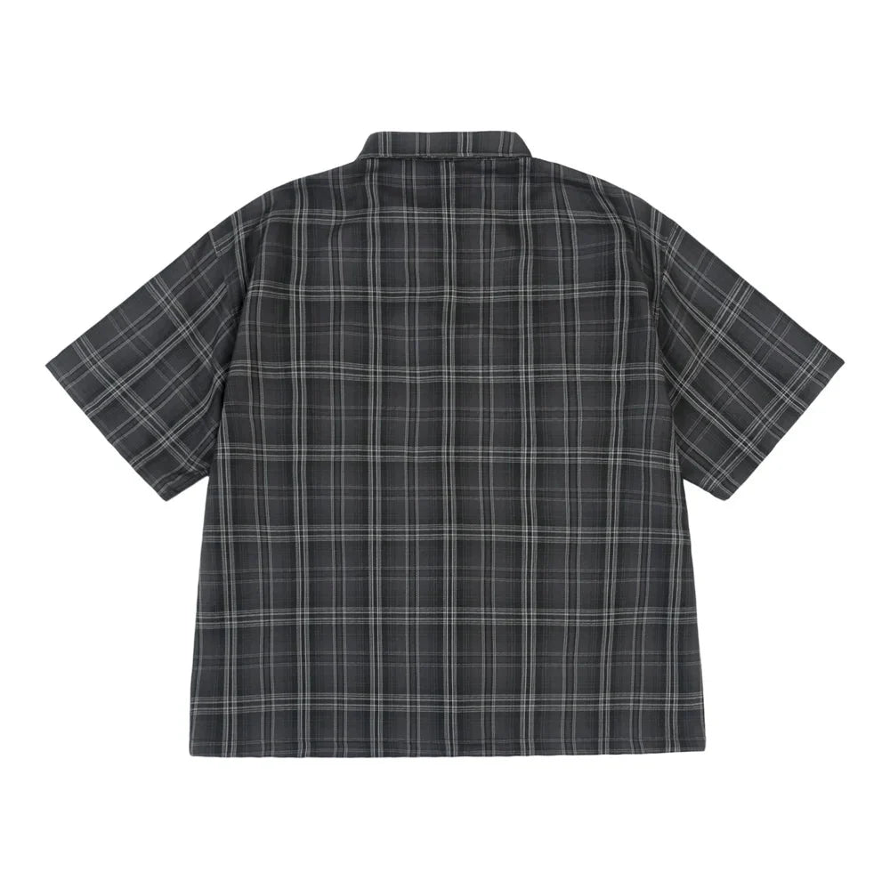 Embroidered Plaid Flannel Shirt – Unisex Short Sleeve Button-Up