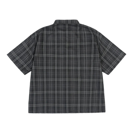 Embroidered Plaid Flannel Shirt – Unisex Short Sleeve Button-Up