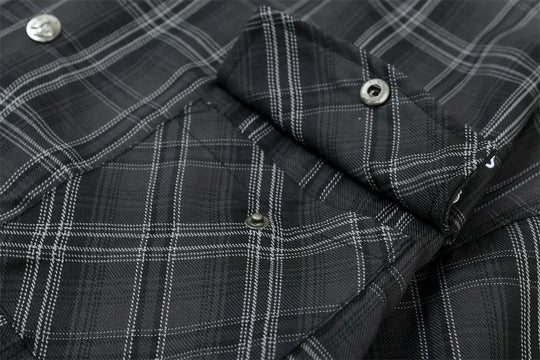Embroidered Plaid Flannel Shirt – Unisex Short Sleeve Button-Up