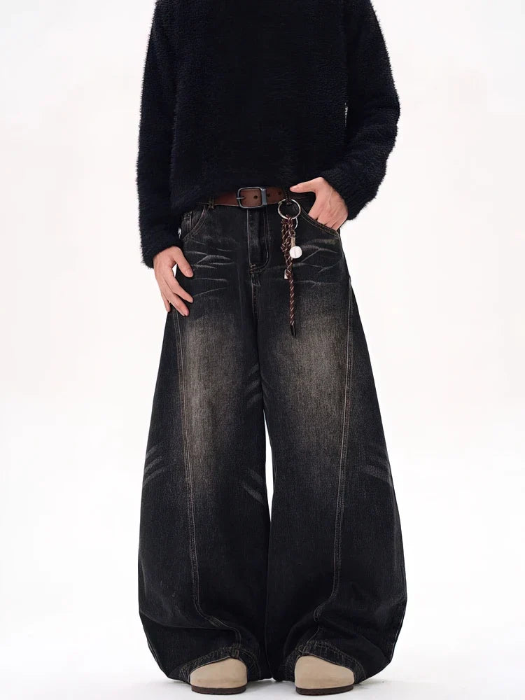 Essential Wide Leg Jeans – Men's High-Waist Baggy Denim
