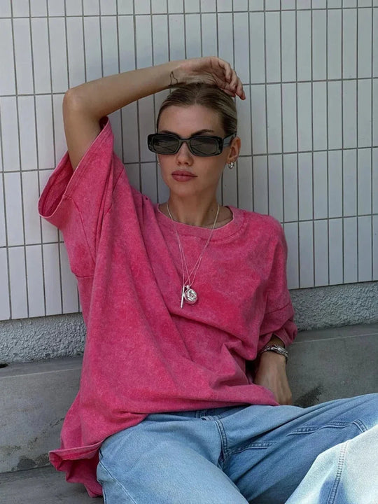 Wax Print Graphic Tee – Unisex Distressed Baggy T-Shirt