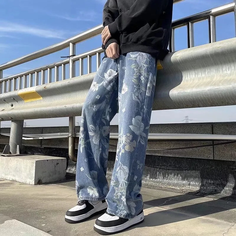 Floral Print Jeans – Men's Baggy Denim