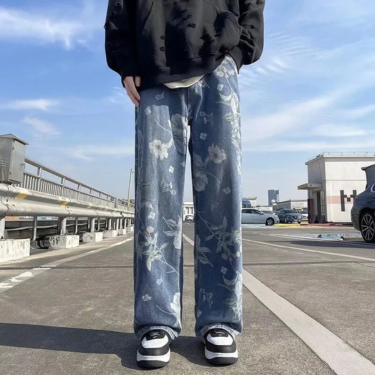 Floral Print Jeans – Men's Baggy Denim