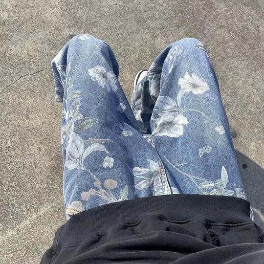 Floral Print Jeans – Men's Baggy Denim
