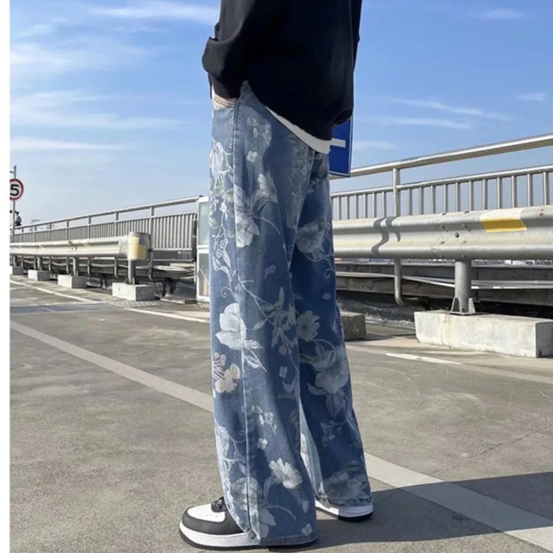 Floral Print Jeans – Men's Baggy Denim