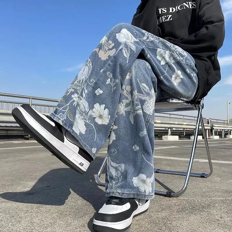 Floral Print Jeans – Men's Baggy Denim
