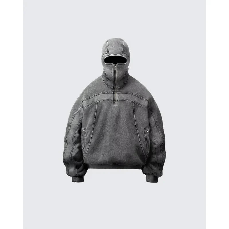 Balaclava Zip-Up Hoodie – Unisex Relaxed Fit Pullover