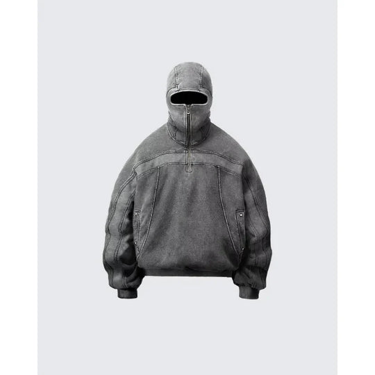 Balaclava Zip-Up Hoodie – Unisex Relaxed Fit Pullover
