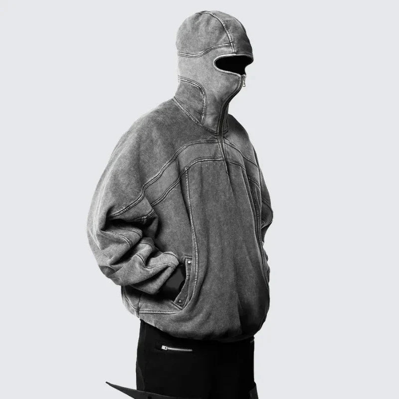 Balaclava Zip-Up Hoodie – Unisex Relaxed Fit Pullover