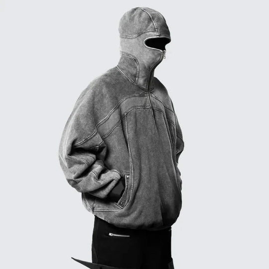 Balaclava Zip-Up Hoodie – Unisex Relaxed Fit Pullover