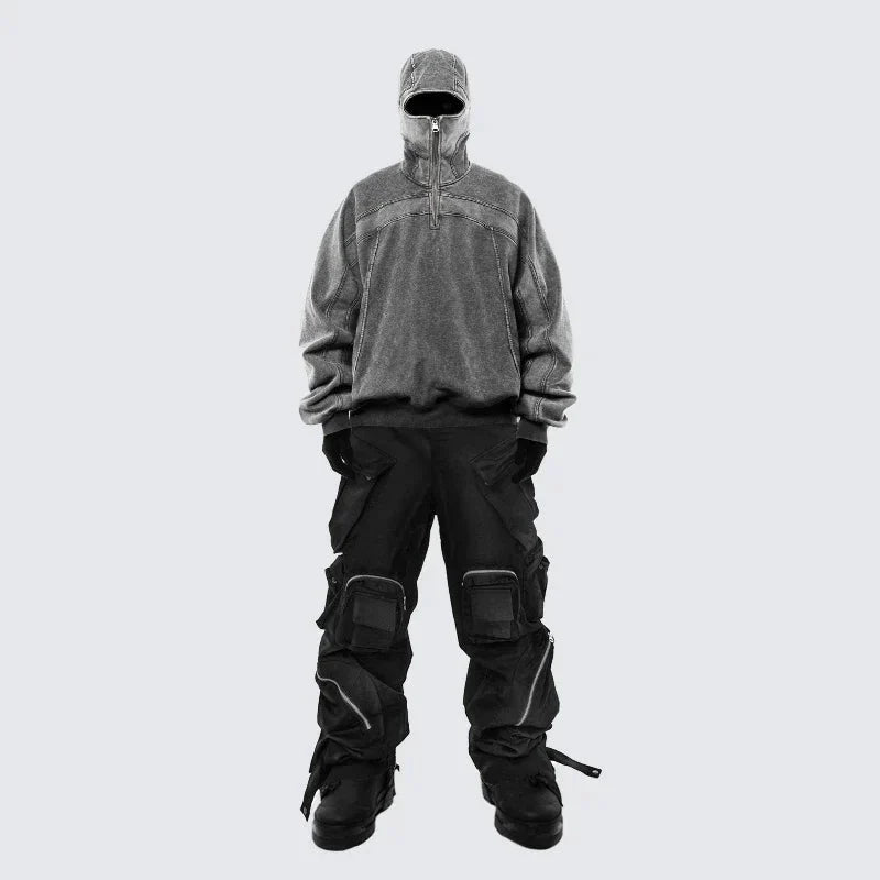 Balaclava Zip-Up Hoodie – Unisex Relaxed Fit Pullover