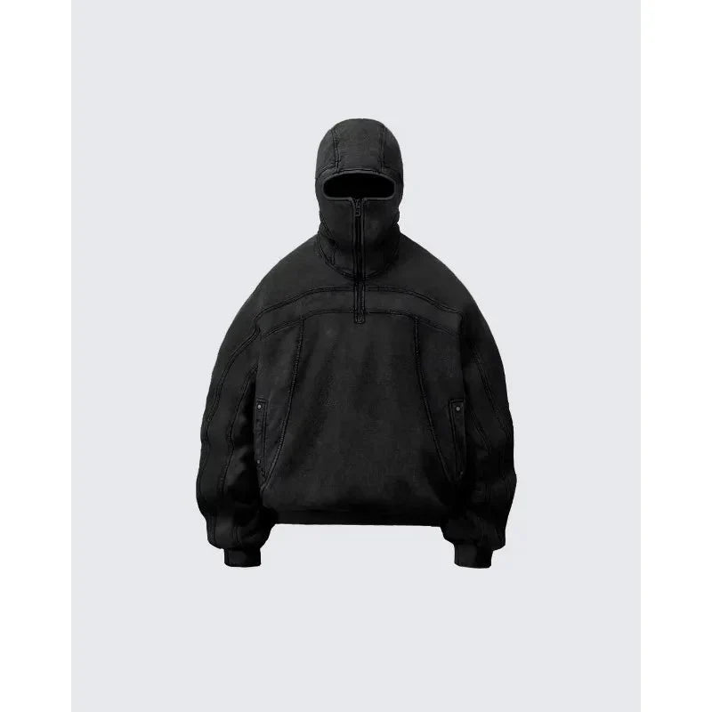 Balaclava Zip-Up Hoodie – Unisex Relaxed Fit Pullover