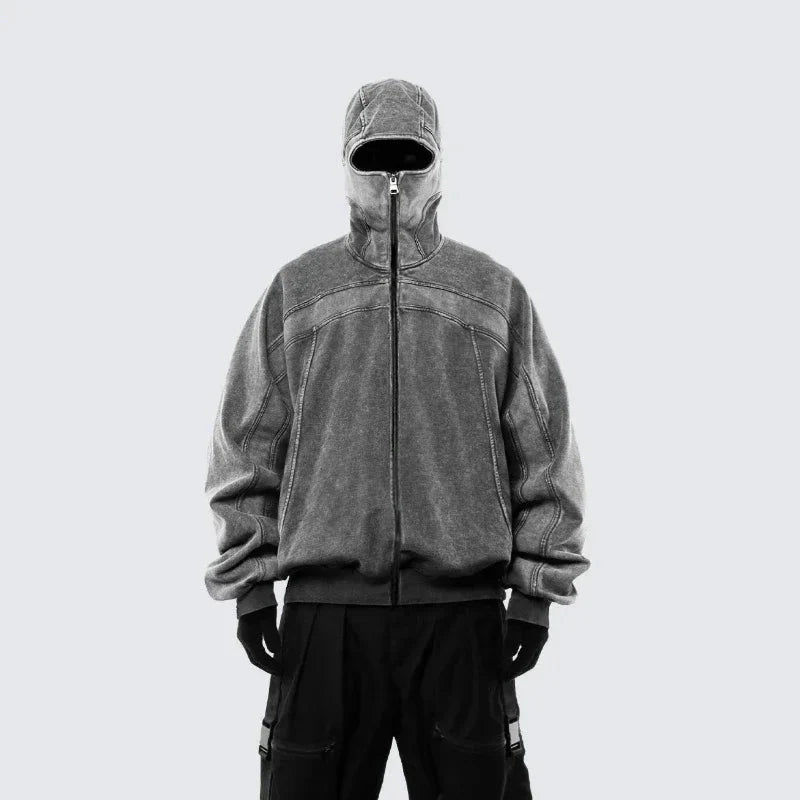 Balaclava Zip-Up Hoodie – Unisex Relaxed Fit Pullover