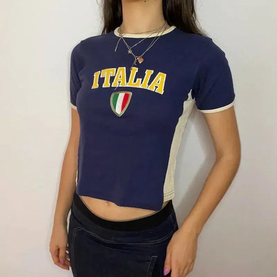 Italy Flag Baby Tee – Women's Cropped Tricolor Top