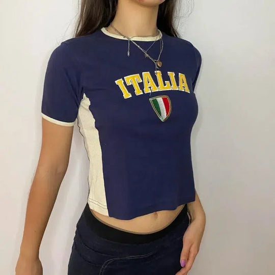 Italy Flag Baby Tee – Women's Cropped Tricolor Top