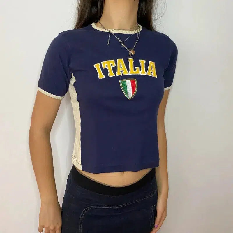 Italy Flag Baby Tee – Women's Cropped Tricolor Top